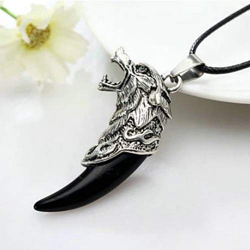 El Regalo Men's Retro Stainless Steel Bruce Lee Style Wolf Pendant Necklace | Men Jewelry | Men Pendant Necklace (Black)