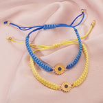 El Regalo 2 PCs Sunflower Daisy Bracelet - Adjustable Sunflower Bracelets for Best Friends/Besties - Sunflower Pinky Promise Bracelets for Kids Girls/Teens/Women (Yellow & Blue Sunflower Bracelet)