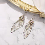 El Regalo Gorgeous Butterfly Wings Earrings - Handcrafted Colorful Austrian Crystal Hook Earrings for Women & Girls | Fantasy Fairy Dangle Earrings | Elegant Jewelry (Grey with Gold Finish)