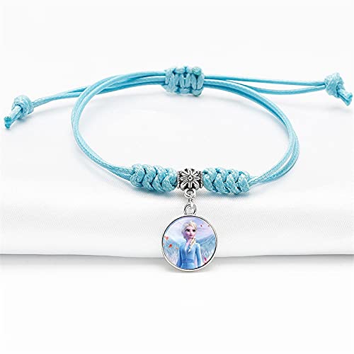 El Regalo 2 PCs Frozn Princess Bracelets for Girls | Faux Leather Adjustable Princess Bracelets (Rose Pink & Sky Blue)