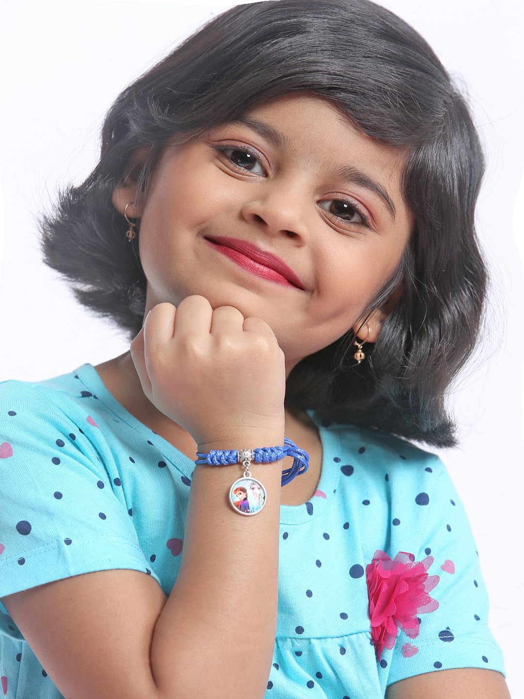 El Regalo 1PC Girls Princess Rakhi- Frozn Elsa Anna Rakhis - Girls Rakhi for Sister/Niece with Roli Chwal, Rakhi Message Card in Rakhi Box for Babies/Toddlers/Kids (Blue Elsa Princess Rakhi)