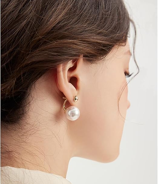 El Regalo Elegant Faux Pearl Earrings for Women - Elegant 18K Gold & Silver Plated Moti Jewelry Collection | Fancy Studs, Dainty Drops & Long Dangle Pearls Earrings for Girls (Style-10)