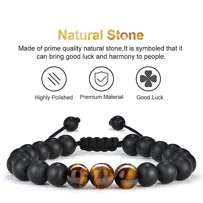 El Regalo Natural Stones Bracelet Rakhi for Brother- Handmade Rakhi with Roli Chawal Shagun, Message Card in Rakhi Gift box for Bhaiya/Bhai/Brother (Option-1)