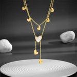 El Regalo Stainless Steel Double Layered Tassel Love Hearts Necklace for Girls & Women- Anti Tarnish, Elegant, Waterproof Hearts Necklace