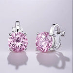 El Regalo Cute & Small Clip-On Earrings for Women & Girls | Non-Piercing Cute CZ Crystal Clip On Studs (Pink)