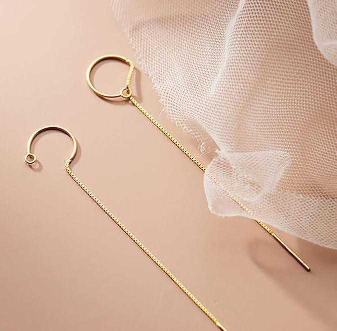 El Regalo Women's & Girl's Minimalist Threader Earrings- Unique & Elegant Sui Dhaga Threader Earrings (Gold)