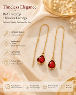 El Regalo Gorgeous Faceted Crystal Drop Threader Earrings for Girls & Women- Fancy, Delicate Sui Dhaga Threader Earrings (Red)