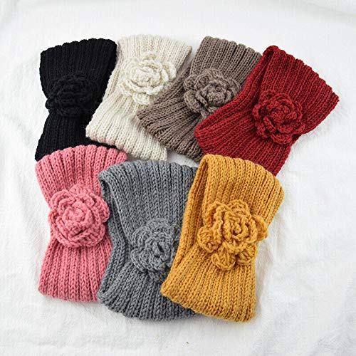 El Regalo 1 PC Knitted Flower Headwrap/Headband | Ear Warmer Hair Muffs Band for Girls & Women | Winter Designer Unisex Ear Warmer Headbands (Red)