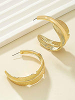 El Regalo Elegant Curved Leaf Gold Hoop Earrings- Minimalism Half Circle Feather Earrings for Girls & Women