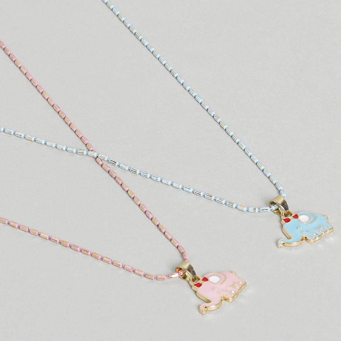 El Regalo 2 PCs Cute Best Friend BFF Pendant Colorful Chain Necklaces Set for Kids/Girls/Boys/Besties/Soul Sisters- Enamel Charms Pendant Necklaces Set for 2 (Elephant Necklaces)
