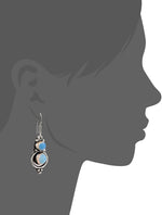 El Regalo Vintage Antique Silver Finish Gemstones Hook Earrings for Girls & Women | Light Weight Semi Precious Stones Earrings (Moonstone)
