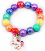 El Regalo 2PCs Girls Kids Rainbow Beads Charms Bracelets Set- Heart, Unicorn, Mermaid, Rainbow, Star charms for Baby Toddler Girls Kids (Rainbow & Unicorn)