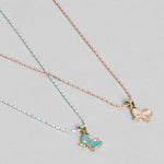 El Regalo 2 PCs Cute Best Friend BFF Pendant Colorful Chain Necklaces Set for Kids/Girls/Boys/Besties/Soul Sisters- Enamel Charms Pendant Necklaces Set for 2 (Bow Necklaces)