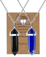 El Regalo Unisex 2Pcs/Set Crystal BFF Best Friend Magnetic Couple Matching Split Heart Pendant Necklaces for Besties/Couples - Valentines Day Gift (Black & Blue)