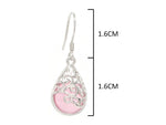 El Regalo Modern Opal Cat's Eye Drop Threader Earrings for Girls & Women - Perfect Valentines Day Gift for Her (Pink drop Hook)