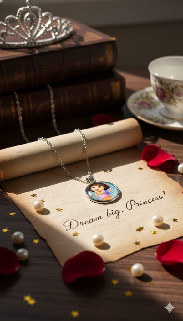 El Regalo Enchanted Tales Princess Pendant Necklace for Girls & Toddlers - Magical Character Jewelry for Birthdays, Parties & Gifting (Style-20)