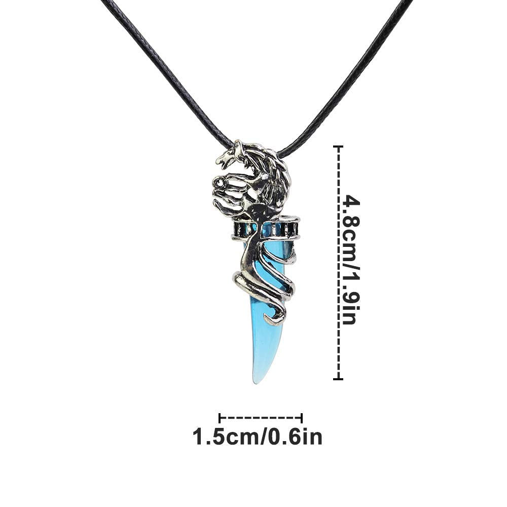 El Regalo Unisex Tooth Pendant Necklaces | Stainless Steel Crystal Pendant Adjustable Black Cord Unisex Necklace for Women & Men (Blue)