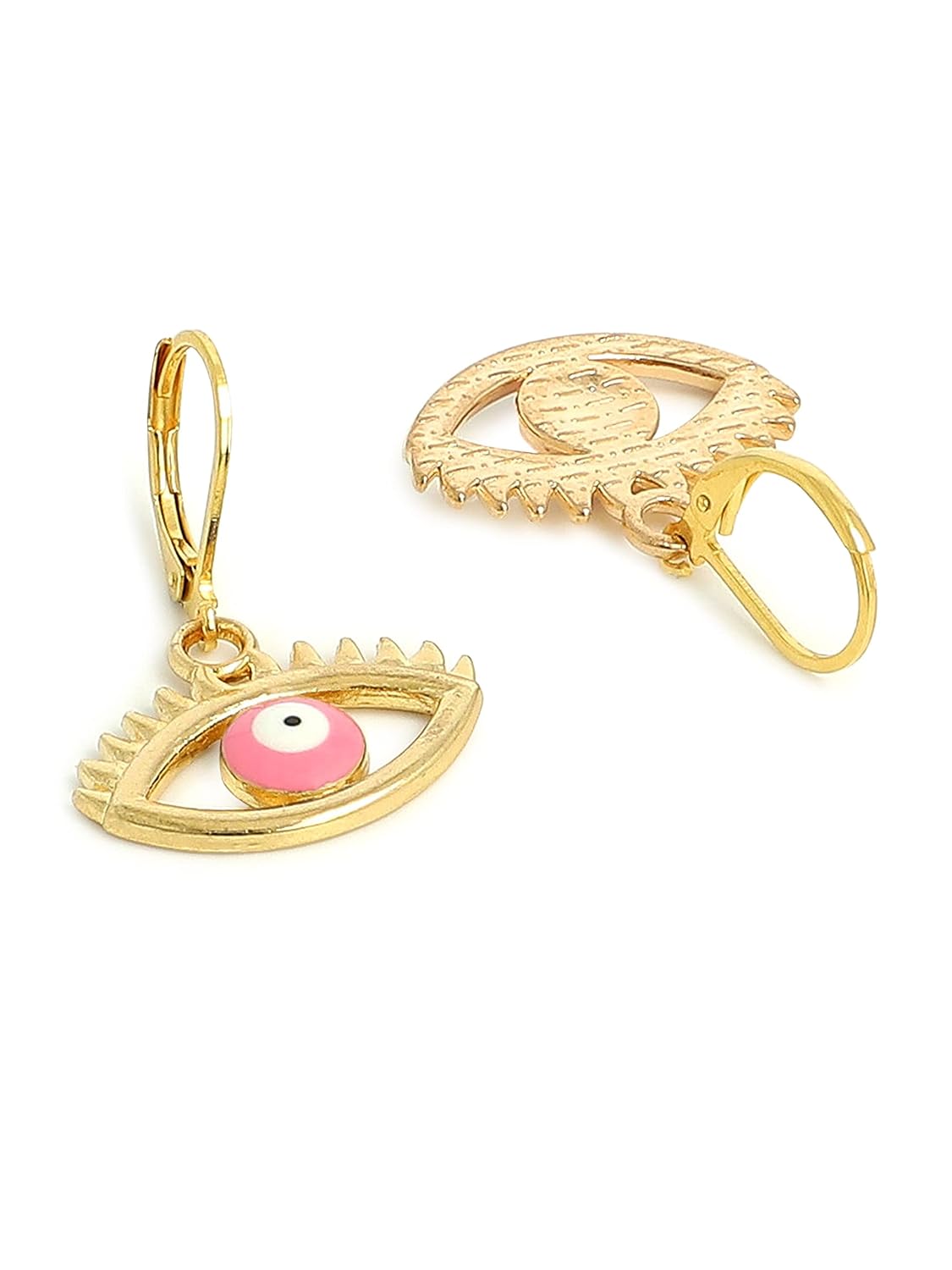 El Regalo 2 Pairs Fashion Evil Eye Enameled Golden Earrings for Girls & Women - Dainty Evil Eye Hypoallergenic Cute Earrings for Girls & Women (Option- 3)