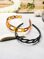 El Regalo 2PCs Hair Hoops Plastic Teeth Nonslip Head Bands- Black & Brown Comb Hairbands for Kids, Girls & Women (Option-1)