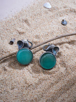 El Regalo 1Pair Oxidized German Silver Ganesha Elephant Stone Stud Earrings- Handcrafted Unique Earrings with Color Stone Options (silky Green)
