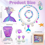 El Regalo 6PCs Mermaid Shell Girls Kids Jewelry Set- Necklace, Bracelet, Earrings, Ring, Hair Clip & Sequin Handbag for Girls- Girls Princess Jewelry Set