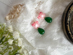 El Regalo Handmade Lotus Flower Dangle Earrings for Women & Girls | Elegant Pink Bloom & Green Teardrop Bead Drop Earrings | Nature-Inspired Traditional Boho Floral Fashion Jewellery Gift