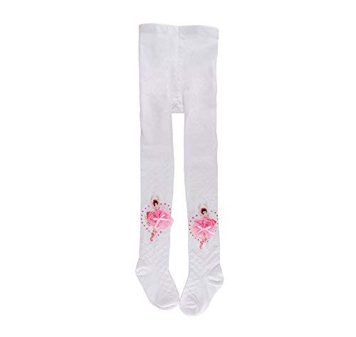 El Regalo Ballet Dance Girl Breathable Leggings Stockings Pantyhose Tights for Girls (White, M (5-8 Years))
