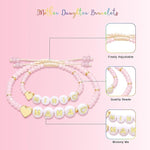 El Regalo Mother Daughter Matching Bracelet Set for 2 | Mama Mini Bead Bracelets | Mommy and Me Adjustable Heart Bracelet Set | Pink Crystal Beaded Mom-Daughter Bracelet for Women Girls (Mini-Mama)