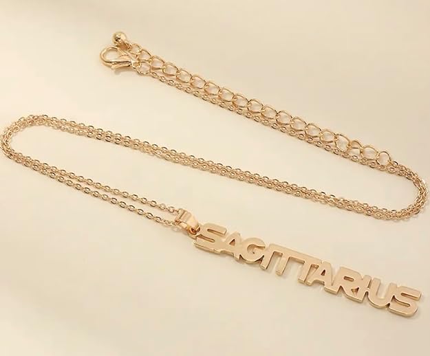 El Regalo 1PC Stainless Steel Zodiac Sign Unisex Pendant Necklace- Anti Tarnish 12 Vertical Zodiac Name Necklaces Horoscope Birth Star Sign (Sagittarius)
