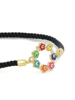 El Regalo 1 PC Evil Eyes Adjustable Cord Unisex Bracelet for All- Fancy Evil Eye Bracelet for Kids/Girls/Boys/Men/Women (Flower Evil Eye Multi)