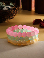 El Regalo 3PCs Beautiful Gradient Glass Beads Bracelets Set for Girls & Women (Color Options-2)