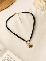 El Regalo 1PC Cute & Fancy Black Faux Choker Collar Necklace with Charms for Girls & Women (Honey Bee Charm Choker)