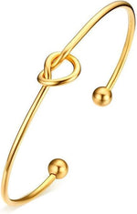El Regalo Stainless Steel Forever Love Knot Infinity Cuff Bracelets for Girl & Women- Waterproof Infinity Knot Adjustable Bracelet (Gold)