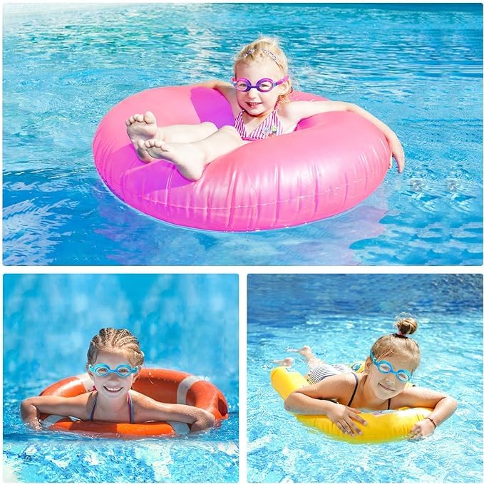 El Regalo Kids Swim Goggles Clear Wide Vision Swimming Goggles Anti Fog Kids Pool Goggles Silicone Frame Children Goggles (upto 9 years old kids) (Pink)