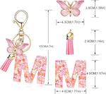 El Regalo Personalized Name Initials Butterfly Charm Keychain - Custom Letter Keyring with Pink Tassel & Butterfly Pendant, Purse, Bag, Backpack Accessory (M Letter)