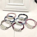 El Regalo Set of 5 Knotted Elastic Pearls Hair Ties Rubber Band Ponytail Holder for Girls/Kids/Women (5 Pearls Multi Layers Rubber bands)