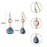 El Regalo Simulated Navy Blue Sapphire & Champagne Topaz Crystal Earrings- Hypoallergenic Dangle Drops Crystal Earrings for Girls & Women (Blue)