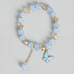 El Regalo 3PCs Butterfly Crystal Beads Tassel Bracelet Combo With Cute Enamel Butterfly Charms for Girls/Teens/Women (Option-1)