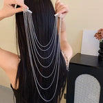 El Regalo Elegant Rhinestone Multi Layered Hair Chain for Women | Fancy Crystal Hair Jewelry | Sparkling Bridal Headpiece for Braids, Weddings, Parties & Festive Looks | Fancy Long Chain Hair Accessory