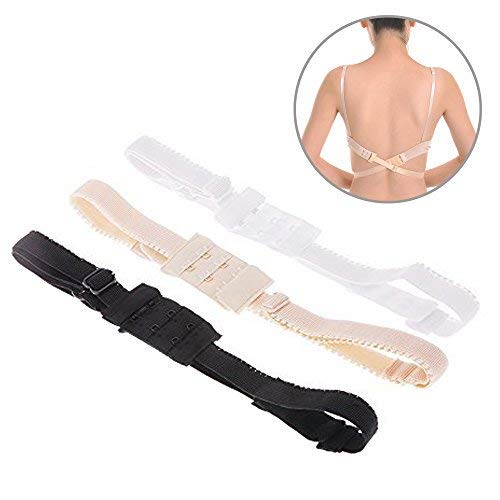 El Regalo Women's Adjustable Converter 2 Hook Bra Extender Strap for Backless or Low Back Dresses (Black)