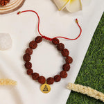El Regalo Unisex 1 PC Natural Rudraksha Beads Adjustable Bracelet: Handmade Lord Shiva Rudraksha Beads Bracelet with Spritual OM/Aum, Budhdha, Lotus Charms (Golden Budhdha Rudraksha Bracelet)