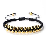 El Regalo Womens 2 Pcs Handmade Beaded Nazaria/Nazar Bracelet Cum Anklet Set- Black Thread Anklet/Bracelet Set (Gold)