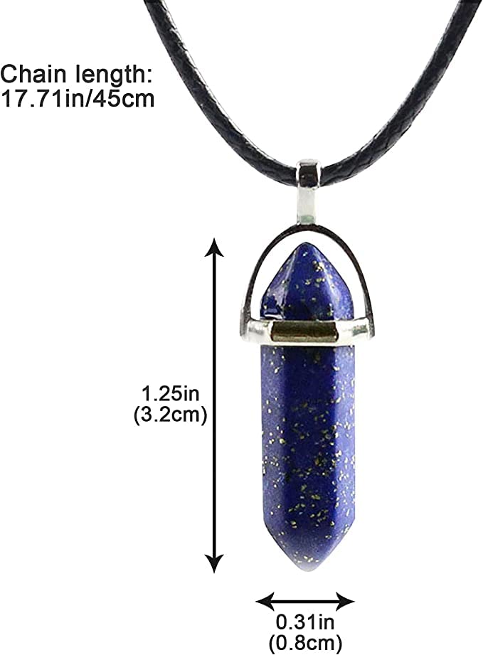 El Regalo 1 PC Hexagonal 6 Faces Healing Crystal Unisex Necklaces for Men/Women/Girls/Boys- Healing Stone Pendant Jewelry (Synthetic Blue Sandstone)