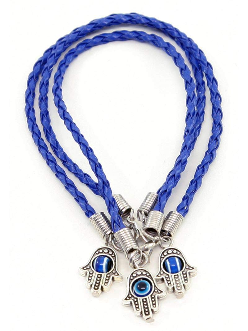 El Regalo 5PCs Evil Eye Hamsa Hand Rakhi Combo - Evil Eye Rakhi Set for Brother with Roli Chawal - 5 Lucky Kabbalah Blue Turkish Evil Eye Rakhi for Bhaiya/Bhai/Brother/Nephew (Dark Blue)