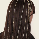 El Regalo 1pc Two-layered Rhinestone Tassels Party Headband- Rhinestones Crystals Long Tassel Hair Chain for Girls &Women - Wedding Party Bridal Hair accessories