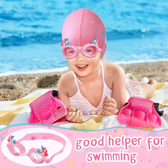 El Regalo Kids Cute Cartoon Swimming Cap & Goggle Set for Girls & Boys (for Kids Upto 10 Years Old) (Unicorn Swim Cap & Goggle)