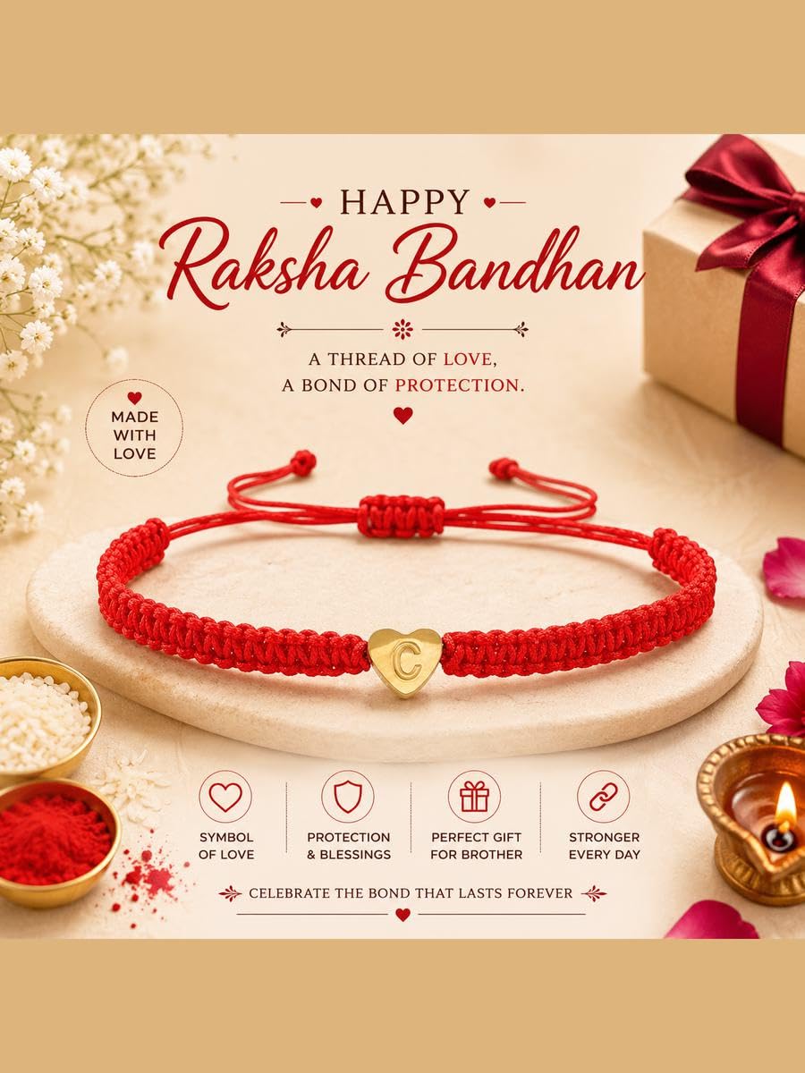 El Regalo Red Ethnic Rakhi Dori Kids Rakhi - C letter