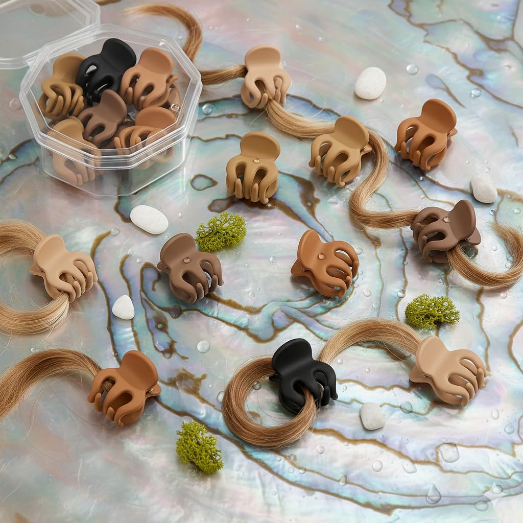 El Regalo 10 Pcs Matte Hair Claw Clips Box Pack - 2.5 cm Mini Claw Hair Styling Tools, Strong Grip Hair Accessories for Women & Girls