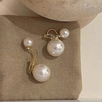 El Regalo Gold Plated Double Pearl Clip On Earrings for Women | Non Pierced Front Back Ear Cuffs | Vintage Geometric Dangle Ear Clips | Elegant Party Jewelry for Girls & Women