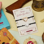 El Regalo 2PC Minimalist Matchin Hearts Bhaiya Bhabhi Rakhi Set- Bhaiya & Bhabhi Engraved Heart Rakhis with Roli-Chawal Shagun Pack, Rakhi Message Card in Rakhi Gift Box for Brother & Sister-in-law